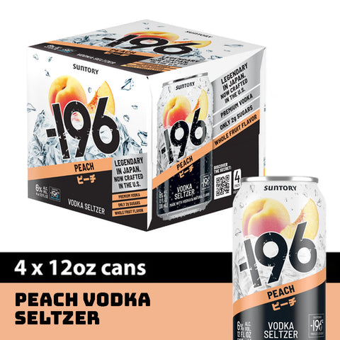 '-196 Peach Vodka Seltzer 4Pk Cans by Suntory