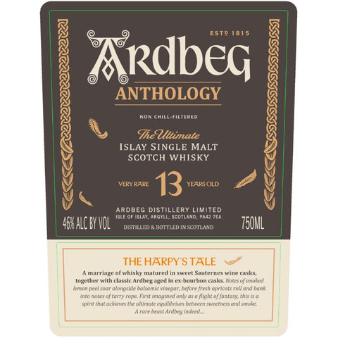 Ardbeg Anthology 13 Year Old The Harpy’s Tale Scotch Whisky Label