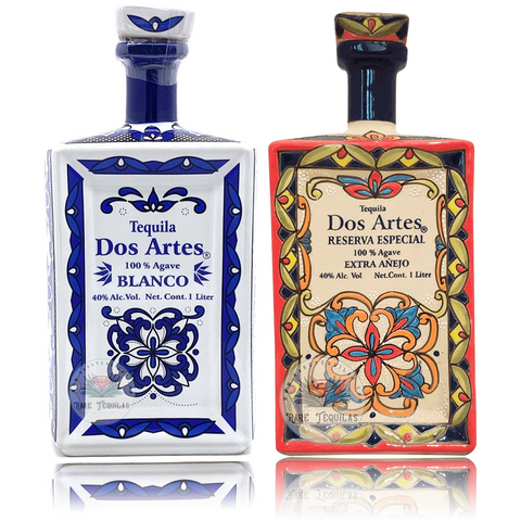 Dos Artes Extra Añejo & Blanco 1L Ceramic Bottle Combo Pack