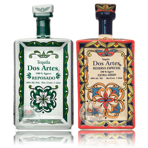 Dos Artes Extra Añejo & Reposado 1L Ceramic Bottle Combo Pack