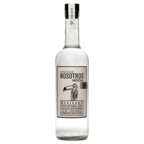 Nosotros Mezcal bottle on a white background