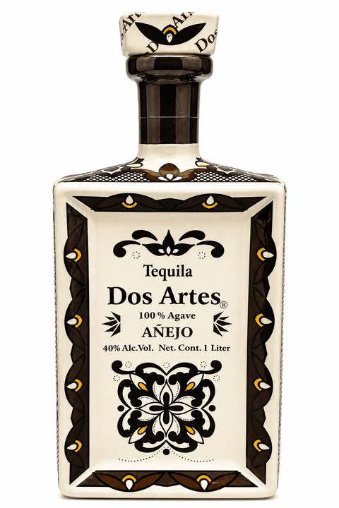 Dos Artes Añejo Tequila 1 Liter hand-painted ceramic bottle