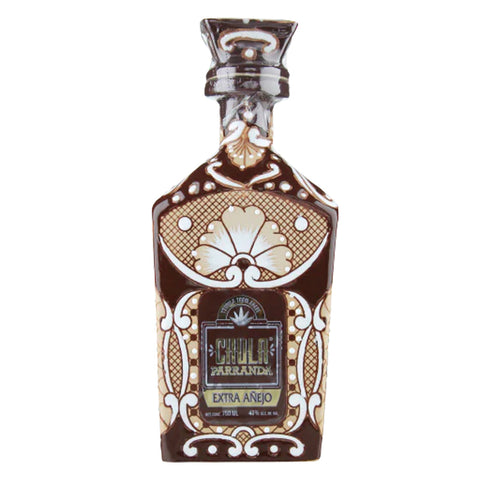 Chula Parranda Brown and White Talavera Ceramic Extra Añejo Tequila