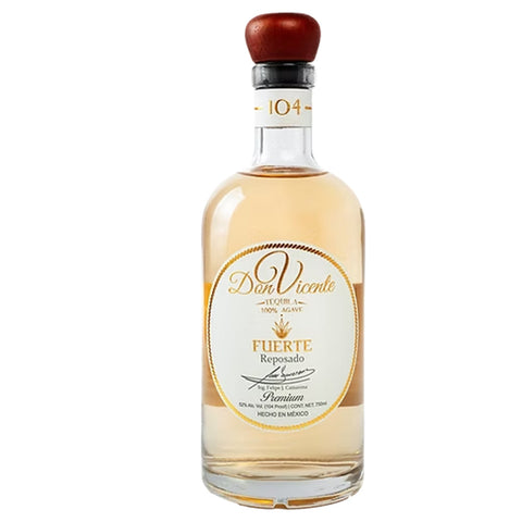Bottle of Dan Vicente tequila on a white background