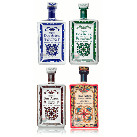 Dos Artes Complete Tequila Combo Pack — Blanco, Reposado, Añejo & Extra Añejo 1L Ceramic Bottles