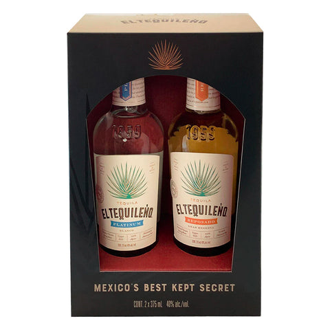 El Tequileño Platinum Blanco & Reposado Gift Set front of box.