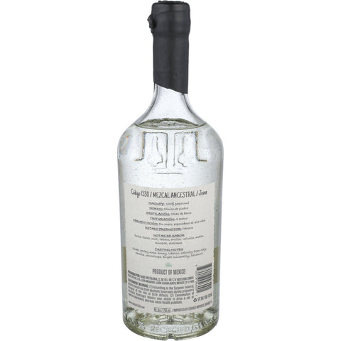 Código 1530 Ancestral Joven Mezcal Back of Bottle