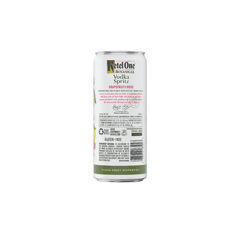 Ketel One Botanical Grapefruit & Rose Vodka Spritz Back of can