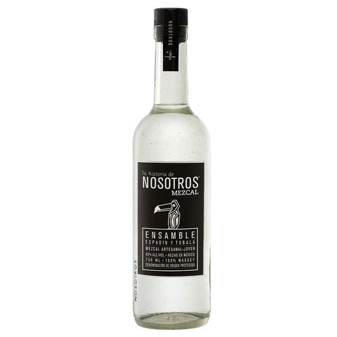Nosotros Ensamble Mezcal on a white background.
