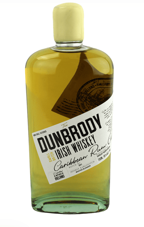 Bottle of The Dunbrody Caribbean Rum Cask Irish Whiskey 700ml, tropical profile, Great Northern Distillery County Louth Ireland