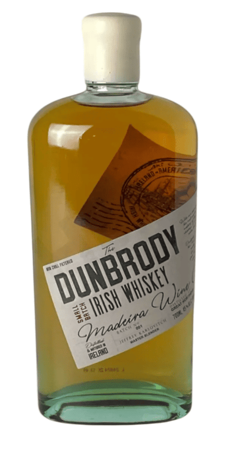 Bottle of The Dunbrody Madeira Wine Cask Irish Whiskey 700ml, Gold Medal 2024, distilled at Great Northern Distillery County Louth Ireland