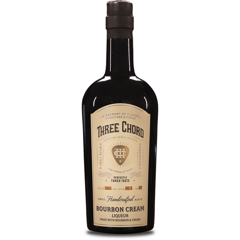 Three Chord Bourbon Cream Liqueur Front of Bottle.
