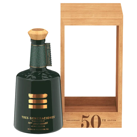 Tres Generaciones 50th Anniversary Añejo Tequila Legacy Edition Bottle and Box