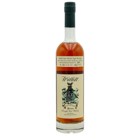 Bottle of Willett 8 Year Old Single Barrel Rye on a white background
