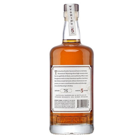 Wyoming Small Batch Bourbon Whiskey back of bottle