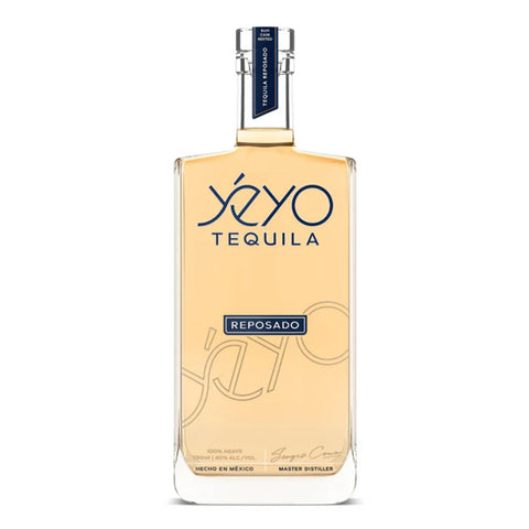 Yeyo Tequila Reposado bottle on a white background