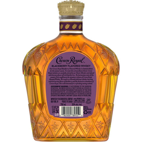 Crown Royal Blackberry Flavored Whisky back of bottle