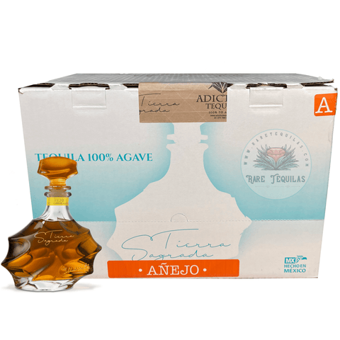 Picture of a case of Tierra Sagrada Añejo tequila, 6 bottles 750 ml. Tierra Sagrada Tequila Añejo.