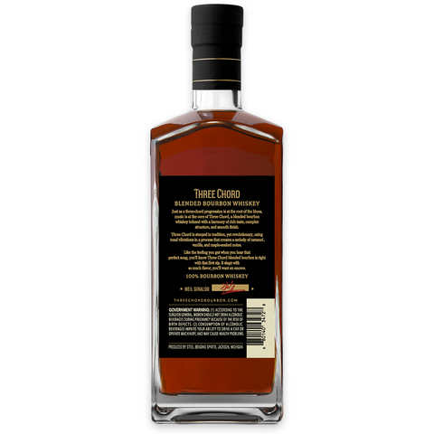 Three Chord Blended Bourbon Whiskey Back of Bottle