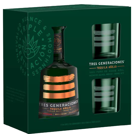 Tres Generaciones Tequila Anejo W/Two Glasses 750ml